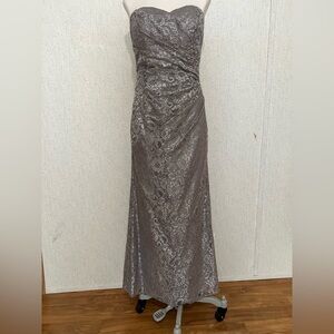 David’s Bridal Elegant Grey Lace Evening Dress maxi dress.